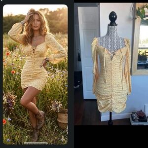 NWT Tiger Mist Cottagecore Milkmaid Ruched Dress. Small